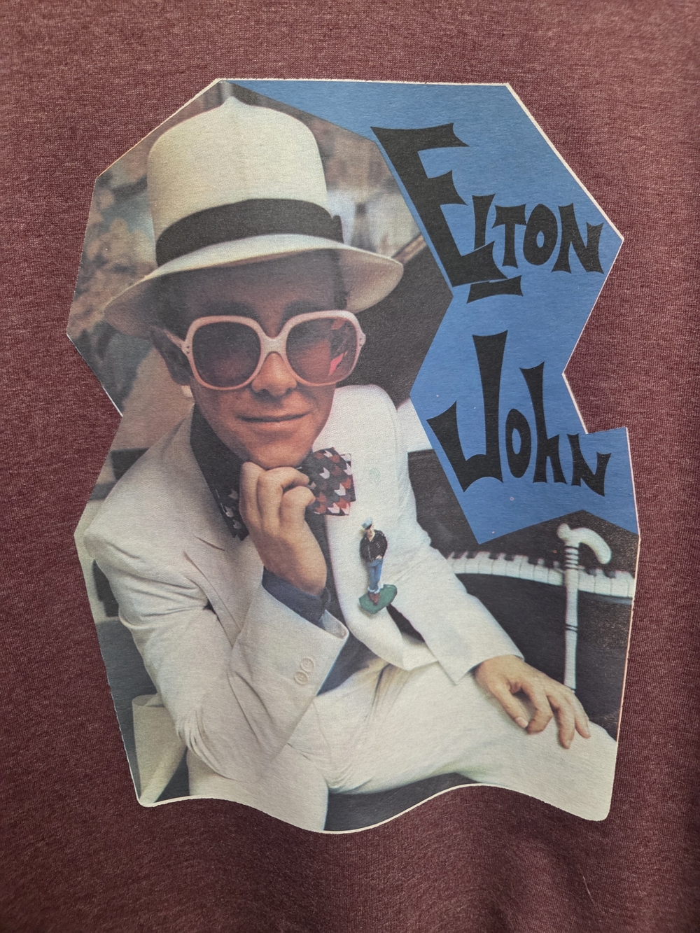 Original 1970s Elton John Heat Transfer On New T Shirt Unisex